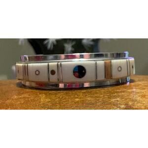 Navajo Artist Harold Smith Sterling Silver Inlayed Cuff